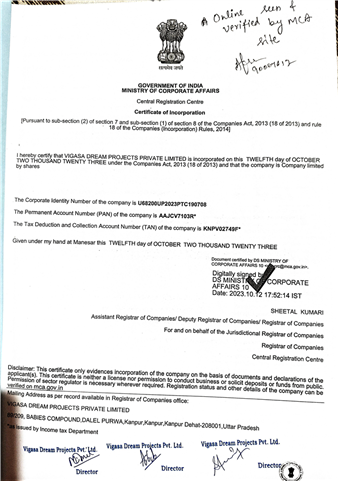 Certificate of Incorporation